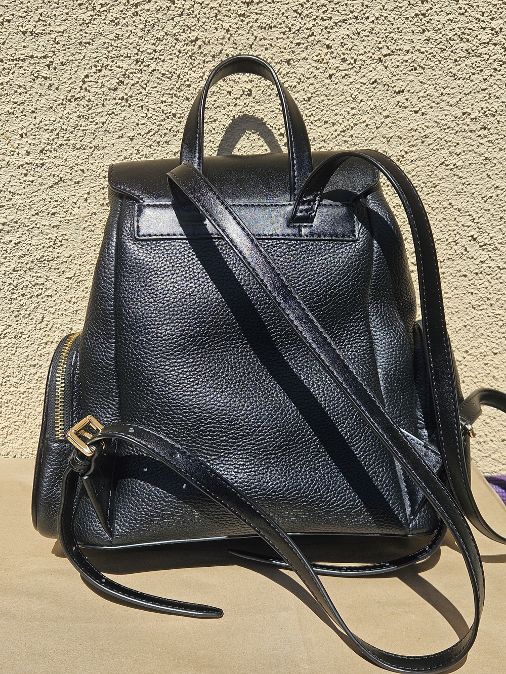Michael Kors Womens Jet Set Medium Pebbled Black Leather Backpack - Picture 7 of 10